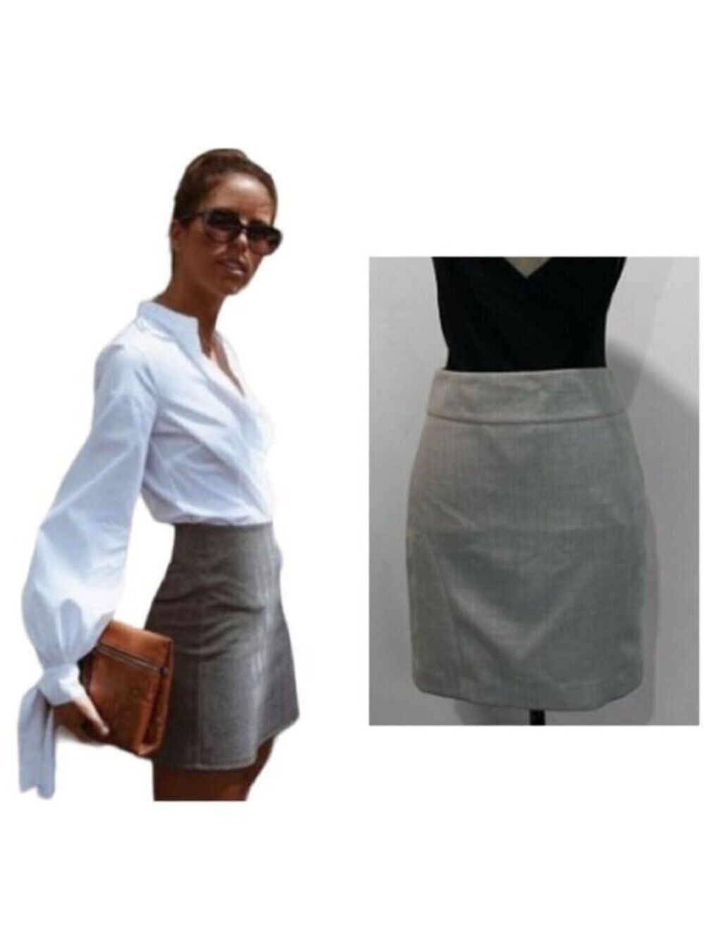 Banana Republic Grey Pencil Skirt Work Preppy Classic